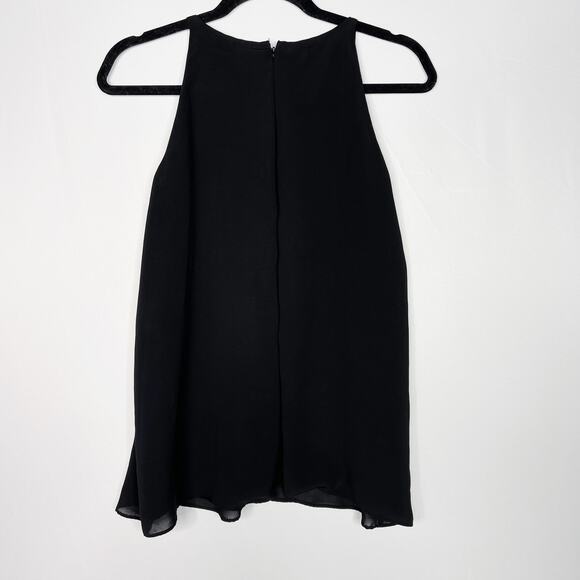 Banana Republic Medium M Black Crew Neck Split Back Layered Tank Top Blouse - Picture 2 of 10
